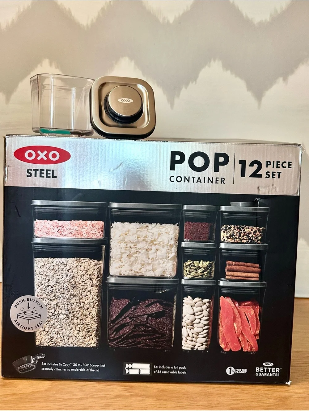 (In Box) OXO SteeL 12-Piece POP Container Set, Steel Tops